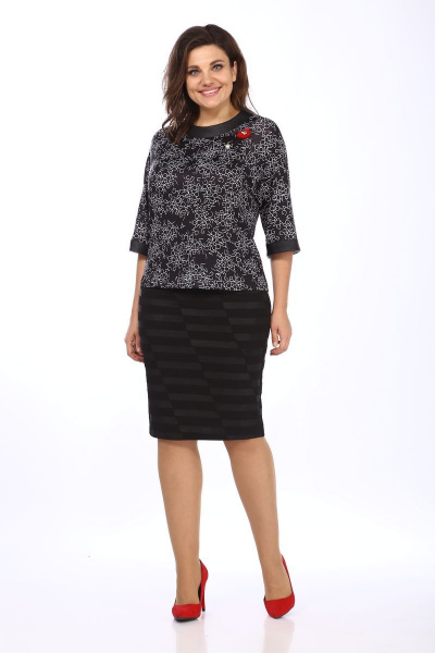 Классическая юбка из трикотажа черная с шлицей Klever 262 2-черный - фото 3