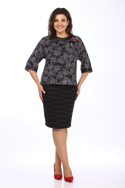 Классическая юбка из трикотажа черная с шлицей Klever 262 2-черный - фото 2