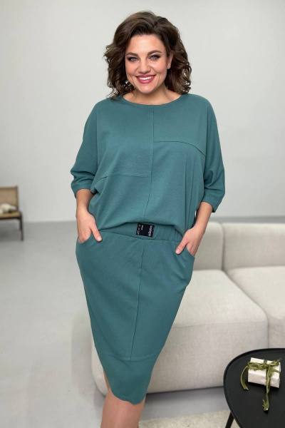 Джемпер и юбка из трикотажа в универсальном стиле Rumoda 2093 бирюза - фото 10