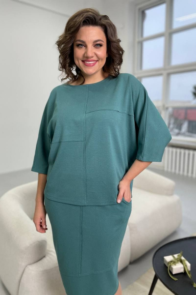 Джемпер и юбка из трикотажа в универсальном стиле Rumoda 2093 бирюза - фото 3