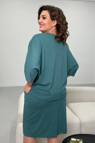 Юбка из трикотажа с поясом и карманами, длина 60 см, бирюзовая Rumoda 2095 бирюза - фото 6