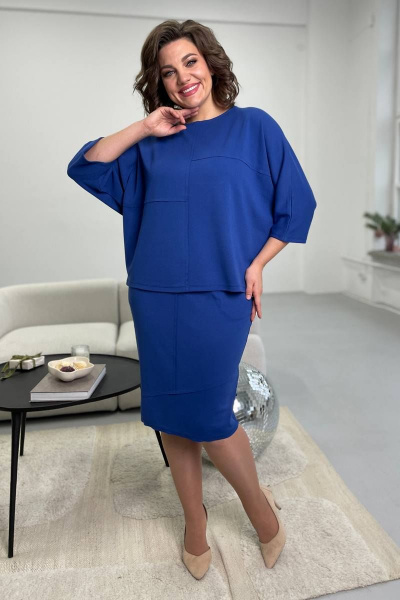 Джемпер в стиле на каждый день из трикотажной ткани Rumoda 2094 синий - фото 2