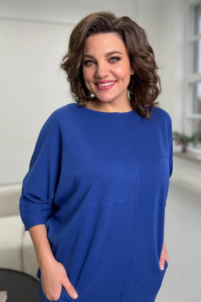 Джемпер в стиле на каждый день из трикотажной ткани Rumoda 2094 синий - фото 5