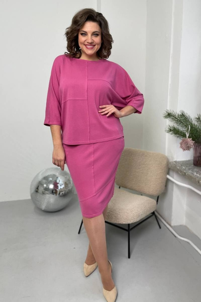 Джемпер из трикотажа с валаном в демисезон Rumoda 2094 фуксия - фото 3