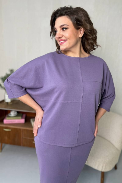 Джемпер в стилe на каждый день из трикотажа Rumoda 2094 сиреневый - фото 4