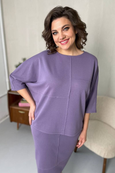 Джемпер в стилe на каждый день из трикотажа Rumoda 2094 сиреневый - фото 3