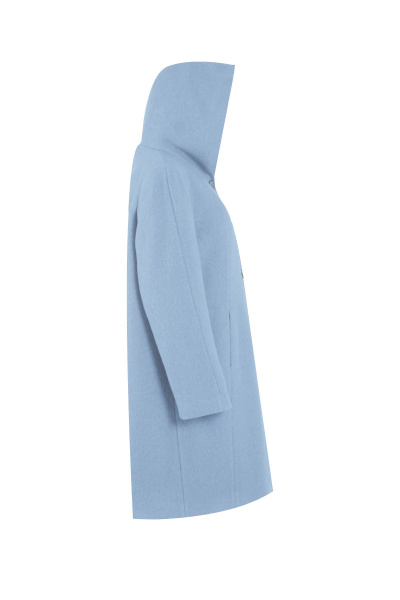 Пальто демисезонное прямое шерсть пальтовая ткань капюшоном Elema 1-12822-1-170 голубой - фото 2