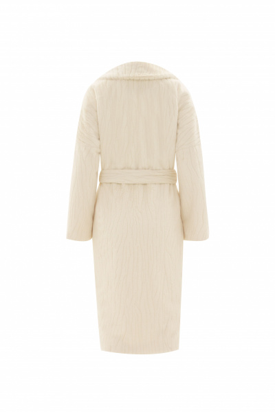 Пальто демисезонное прямое искусственный мех белое Elema 6-12214-1-164 молоко - фото 6