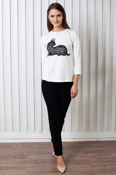 Джемпер с принтом и длиной 3/4 из хлопка для базового гардероба Femme & Devur 30568 4.2F(170) - фото 2