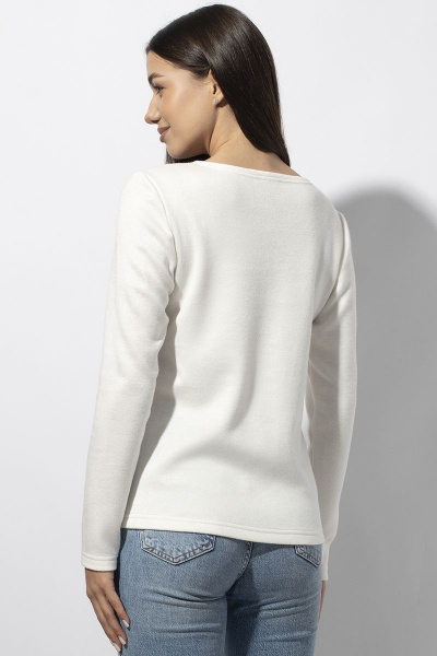 Блуза полуприлегающего силуэта с кружевом и воротом VIZAVI 684 молочный - фото 6