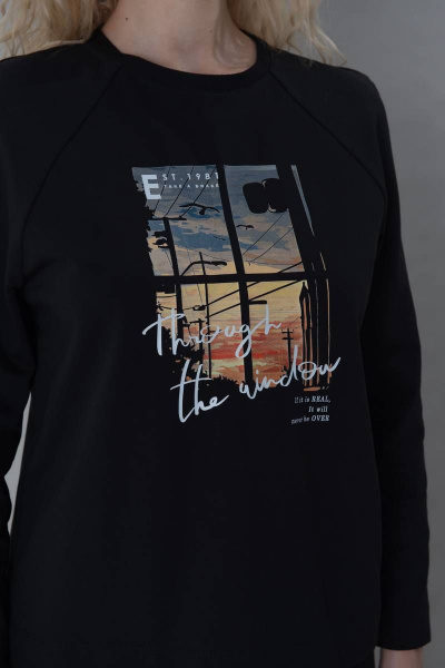 Черный джемпер с вытачкой и рукавом реглан Femme & Devur 30656 1.3F(170) - фото 4