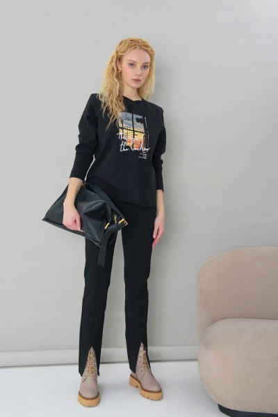 Черный джемпер с вытачкой и рукавом реглан Femme & Devur 30656 1.3F(170) - фото 2