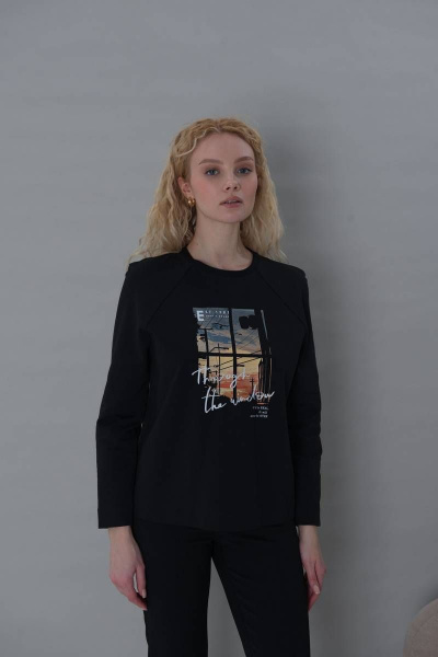 Черный джемпер с вытачкой и рукавом реглан Femme & Devur 30656 1.3F(170) - фото 1