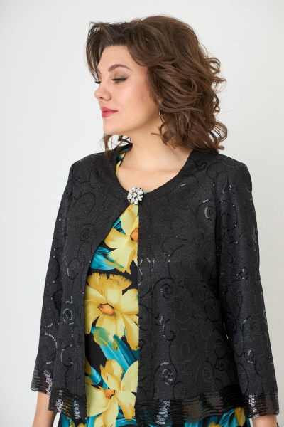 Нарядный жакет из пайеток и трикотажа с брошь-застежкой Solomeya Lux 601B - фото 2