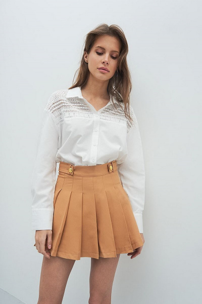 Юбка-шорты из текстиля с высокой посадкой и складками Art Ribbon M4909Y - фото 1