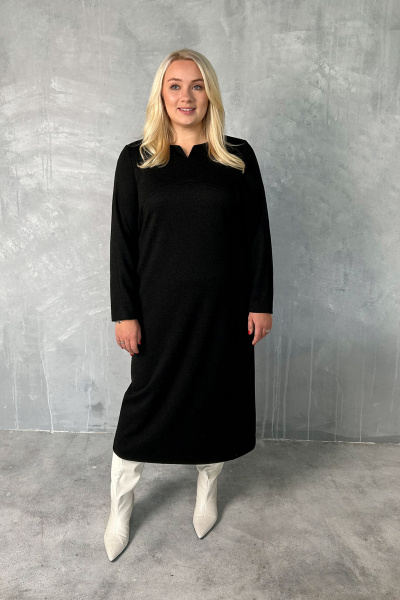 Трикотажное платье миди из трикотажа большого размера Панда 125180w графит - фото 1