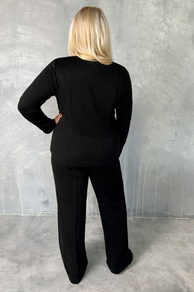 Трикотажный костюм брюки и джемпер oversize большие размеры Панда 125620w графит - фото 3