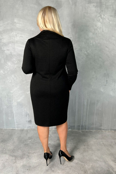 Элегантное трикотажное платье с V-образным вырезом и карманами Панда 13980z графит - фото 2