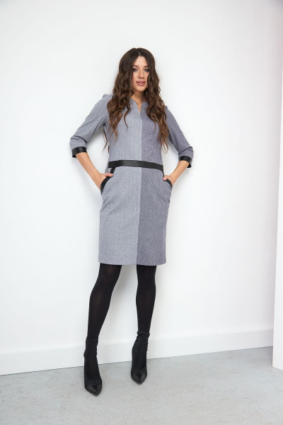 Платье прилегающего силуэта с контрастными принтами Ларс Стиль 727 - фото 2