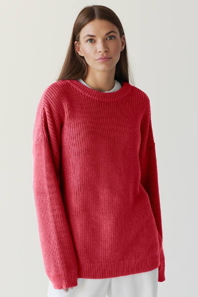 Джемпер красный хлопковый оверсайз для стильных образов Romgil 658ХТЗ красный - фото 1